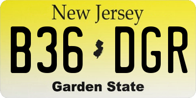 NJ license plate B36DGR