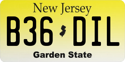 NJ license plate B36DIL