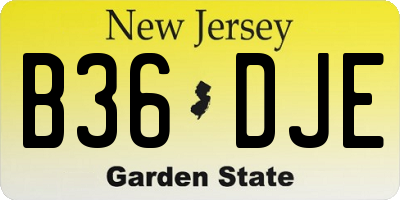 NJ license plate B36DJE