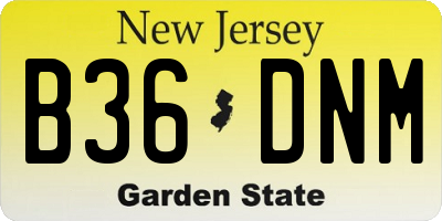 NJ license plate B36DNM