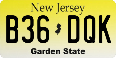 NJ license plate B36DQK