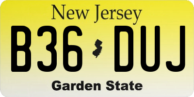 NJ license plate B36DUJ
