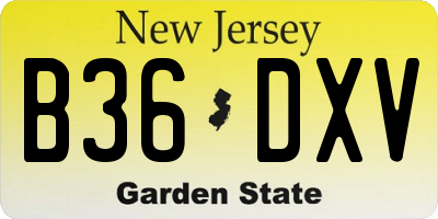 NJ license plate B36DXV