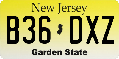 NJ license plate B36DXZ
