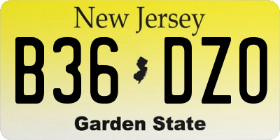 NJ license plate B36DZO