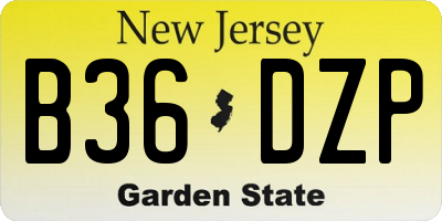 NJ license plate B36DZP