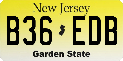 NJ license plate B36EDB