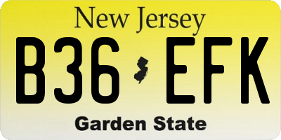 NJ license plate B36EFK