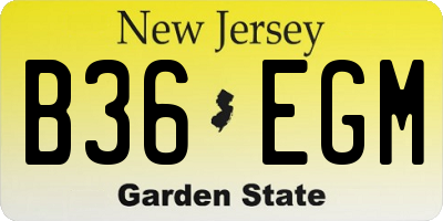 NJ license plate B36EGM