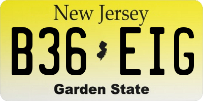 NJ license plate B36EIG