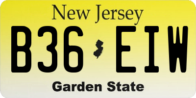 NJ license plate B36EIW