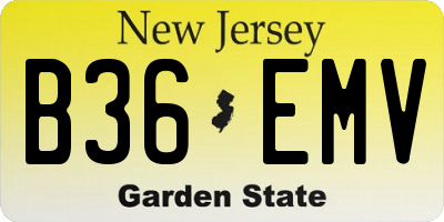 NJ license plate B36EMV