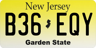 NJ license plate B36EQY