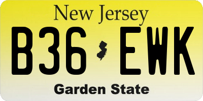 NJ license plate B36EWK