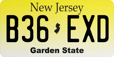 NJ license plate B36EXD