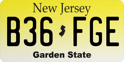 NJ license plate B36FGE