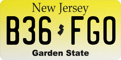 NJ license plate B36FGO