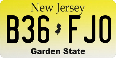 NJ license plate B36FJO