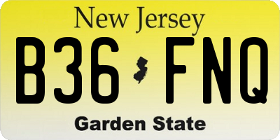 NJ license plate B36FNQ