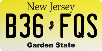 NJ license plate B36FQS