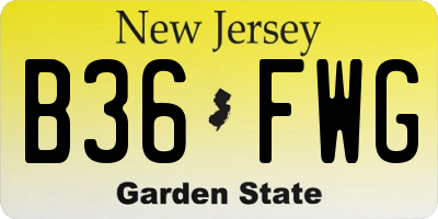 NJ license plate B36FWG