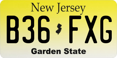 NJ license plate B36FXG