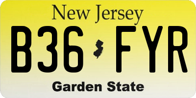 NJ license plate B36FYR