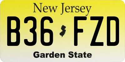 NJ license plate B36FZD