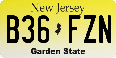 NJ license plate B36FZN