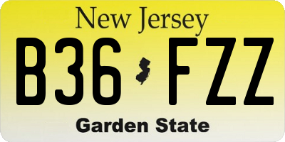 NJ license plate B36FZZ