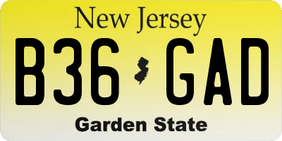 NJ license plate B36GAD