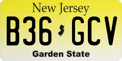 NJ license plate B36GCV