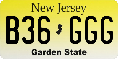 NJ license plate B36GGG