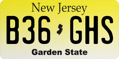 NJ license plate B36GHS