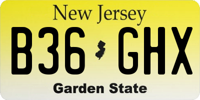 NJ license plate B36GHX