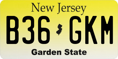 NJ license plate B36GKM