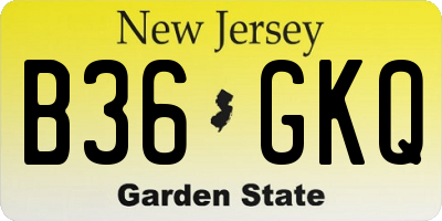 NJ license plate B36GKQ