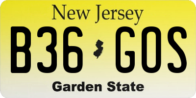 NJ license plate B36GOS