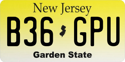 NJ license plate B36GPU