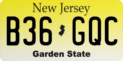NJ license plate B36GQC