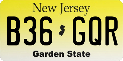 NJ license plate B36GQR