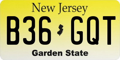 NJ license plate B36GQT