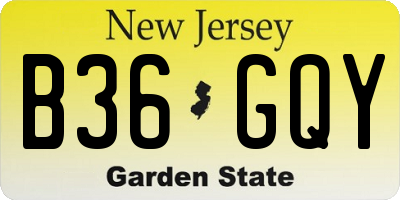 NJ license plate B36GQY