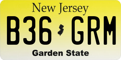 NJ license plate B36GRM