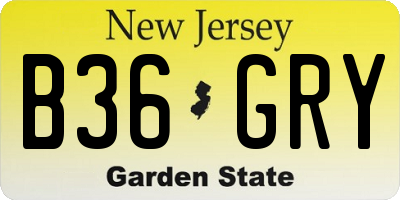 NJ license plate B36GRY