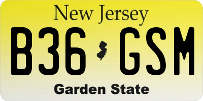 NJ license plate B36GSM