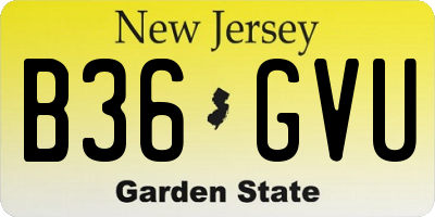 NJ license plate B36GVU
