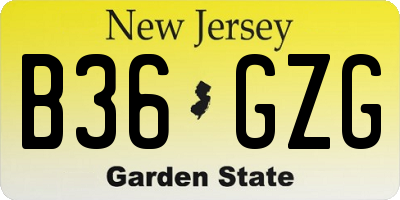 NJ license plate B36GZG