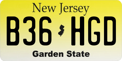 NJ license plate B36HGD