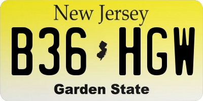 NJ license plate B36HGW